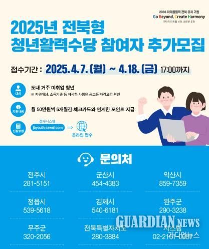 군산시, 2025년 전북형청년활력수당 참여자 추가모집