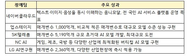 5개 정예팀 주요 성과 및 특징